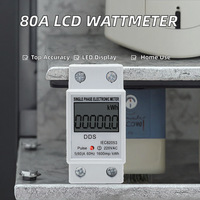 Wattmeter Digital LED Satu Fasa 80A dengan Layar Backlight, Pengukur Daya dan Energi Listrik Kelas Akurasi 1.0 untuk Penggunaan Rumah Tangga