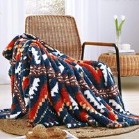Plaid en tissu Sherpa Bohème, taille King, épais, personnalisable, lavable en machine, design Bohème Aztec