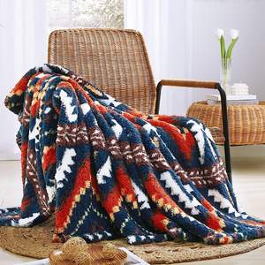 Manta de Sherpa bohemio de fábrica de China, manta de Navidad de tamaño King para invierno, manta gruesa de tiro <span class=keywords><strong>azteca</strong></span> bohemio, tamaño King - Product Image 4