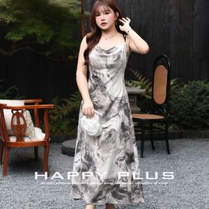 Robe dos nu Happy Plus Ink Wash coupe trapèze, col licou, taille naturelle, grande taille pour femme, origine Suzhou - Product Image 3