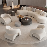 Ensemble canapé incurvé une place et table basse en PU pour salon de beauté, club, espace lounge, hall d'hôtel, bureau de vente, salle de réunion, coin réception