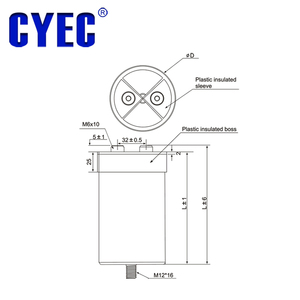 קבל אחסון אנרגיה של צ'וניוואן CDC <span class=keywords><strong>DC</strong></span>, 400µF 2000VDC, עמיד בפני זרם גבוה ומתח גבוה, מעטפת אלומיניום גלילית - Product Image 4