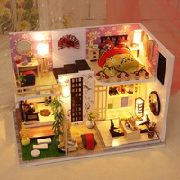 Kit de bricolage en gros pour nichoir à livres, maison miniature, maison de poupée, kit de maison miniature, serre-livres loft japonais, mini ornement de bureau