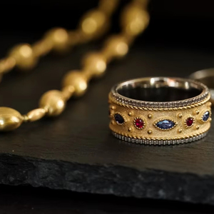 18K Vàng Trắng Vàng Tự Nhiên Kim Cương Tự Nhiên <span class=keywords><strong>Ruby</strong></span> Tự Nhiên Sapphire Tự Nhiên Cổ Điển Dệt Mô Hình Khắc Phong Cách Ý Đồ Trang Sức - Product Image 5