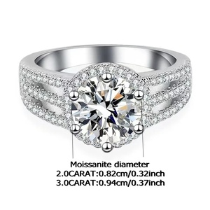 Anillo de moissanita de Plata de Ley 925 de 2-3 quilates, diseño de nicho de moda para propuestas de novia, bodas o regalos de cumpleaños - Product Image 4