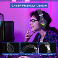 Casque de jeu filaire circum-auriculaire avec son surround, micro anti-bruit et éclairage RGB pour PC, PS5, PS4, Switch – Vente en gros directe usine