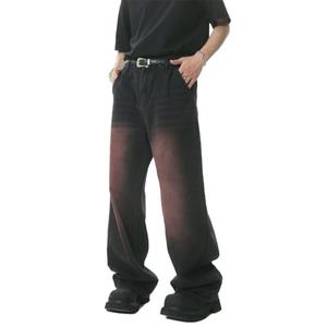 Prix de gros - Jeans gris délavés style streetwear unisexe, design vintage, effet pulvérisé - Product Image 4