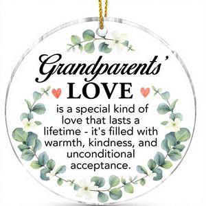 Cadeaux pour <span class=keywords><strong>grands</strong></span>-<span class=keywords><strong>parents</strong></span>, décorations de Noël, souvenirs, décorations d'arbre en acrylique à suspendre, texte « L'AMOUR des <span class=keywords><strong>grands</strong></span>-<span class=keywords><strong>parents</strong></span> », cœurs/eucalyptus - Product Image 2