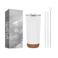 Mug à café isotherme en acier inoxydable 16oz, finition mate nordique, avec logo personnalisé, isolation en bois et bouchon en liège, durable, pour cadeaux d'affaires, avec paille