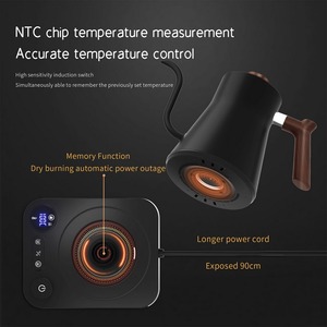 Hervidor eléctrico de cuello de cisne 1200W Potente control de temperatura Pantalla LCD Apagado automático 0.9L Verter sobre hervidor de café y té - Product Image 4