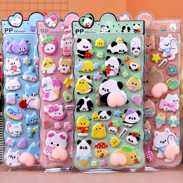 Promotional Gifts Cartoon Animal Decals Phone Adhesive Cute Pinching Fun Stress-relief Soft Puffy Stickers