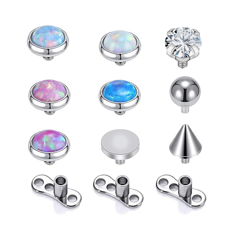 14G Opal Dermal Anchor Tops Titanium Dainty Crystal Microdermals