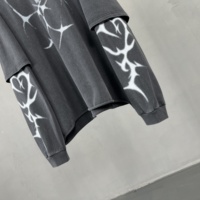 Youmi Custom OEM Manches longues côtelées tricotées à double épaisseur, DTG, délavées à l'acide, style Hip-hop Vintage, 345 GSM, 100% Coton, Y2k