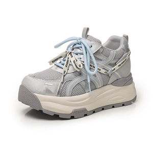 Women's Chunky Soled Sneakers 2026 Spring New Arrival Double Lace Up Lightweight Built in Heel Versatile Casual Sneakers - Product Image 6