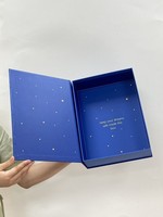 Coffrets cadeaux rigides de luxe emballage de couverture en coton bleu foncé couvercle magnétique boîte en carton à rabat taie d'oreiller draps de lit boîtes d'emballage