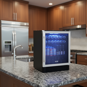 Réfrigérateur à boissons Vevor 24 pouces encastrable, capacité de 154 canettes, refroidisseur à compresseur monozone avec étagères réglables - Product Image 2