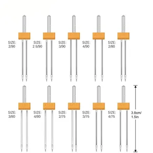 10 개 10 개 크기 이중 트윈 혼합 바늘 DIY 가정용 재봉 도구 플라스틱 상자가있는 재봉틀 바늘