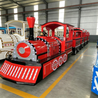 Train miniature de luxe sans rails de style vapeur pour parc d'attractions, capacité 24 places