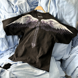 Impression de lavage à l'acide lourd 100% coton T-shirt surdimensionné Streetwear pour hommes Fabricants de vêtements à épaules tombantes unis vierges - Product Image 5