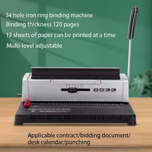 Machine à relier manuelle à fils à 34 trous <span class=keywords><strong>Perforateur</strong></span> de calendrier de table à double bobine pour offre de contrat et presse à anneaux en un - Product Image 2