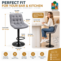 Tabouret de bar pivotant, hauteur réglable, revêtement en velours, capitonné en losanges, base en métal, chaises de bar commerciales