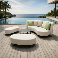 Meubles de jardin en teck de luxe, ensemble de canapés modulaires en bois massif, tissu résistant aux intempéries et au soleil, canapé lounge