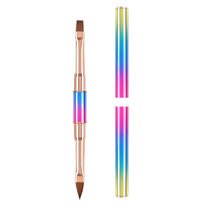 Juego de Pinceles de Uñas 2 en 1 con Doble Punta de Metal Degradado, Pincel de Nail Art Francés de Nylon Sintético para Gel Ombre, Herramienta de Manicura con Logotipo Personalizado - Product Image 3