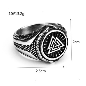 yunnique Men's <b>Titanium</b> Steel <b>Ring</b> Viking Triangle Symbol Geometric Hip Hop Style Gift Jewelry - Product Image 5