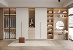 Armoire d'angle pour chambre à coucher avec <span class=keywords><strong>bureau</strong></span> <span class=keywords><strong>intégré</strong></span> en forme de L, avec coiffeuse, <span class=keywords><strong>dressing</strong></span> en L à 90 degrés, armoire de rangement - Product Image 5