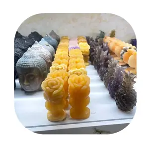 70mm-Gravurprodukte spirituelle Kristallhandwerke natürliche orangefarbene Calzit-Kristallrose Figuren als Geschenk