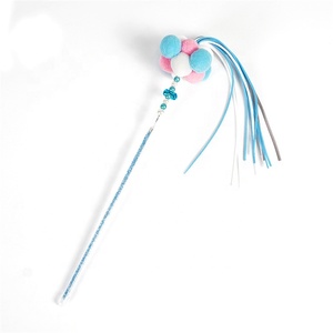 ของเล่นแมวแบบแท่งพร้อมพู่ขนนกและริบบิ้น PVC คุณภาพสูง ลดราคาสุดคุ้ม - Product Image 3