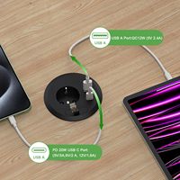 Prise de courant intelligente de 80mm pour meubles de bureau Prise USB à œillet d'alimentation compatible US EU UK AU