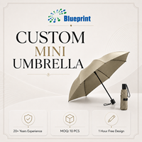 Payung Lipat Tiga Mini Pocket UPF50+ 800 Water 190T Pongee Reflektif Logo Kustom Semua Jenis Buka Otomatis Manual dengan Lampu LED
