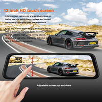 Rétroviseur à écran tactile 12 "4k Dash Cam avant et arrière 4k double objectif voiture Dvr Dash caméra Wifi Gps 4k Dashcam