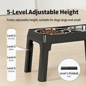 Palide Adjustable Double Stainless Steel <b>Dog</b> <b>Bowl</b> Foldable <b>Stand</b> for Medium Large Pets - Product Image 3