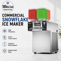Machine à glace pilée commerciale 180 kg/24h, machine à bingsu, machine à glace en flocons intelligente avec nettoyage automatique, 1200W