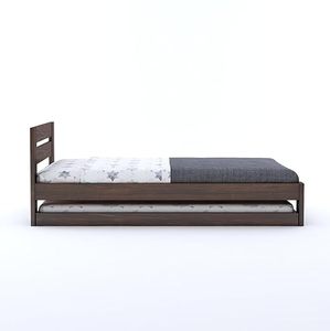 Sheesham <b>Wood</b> <b>Single</b> <b>Bed</b> with Pull-Out Trundle <b>Bed</b>, Dark Walnut Finish Wooden <b>Bed</b> Frame with Modern Bedroom Furniture - Product Image 4