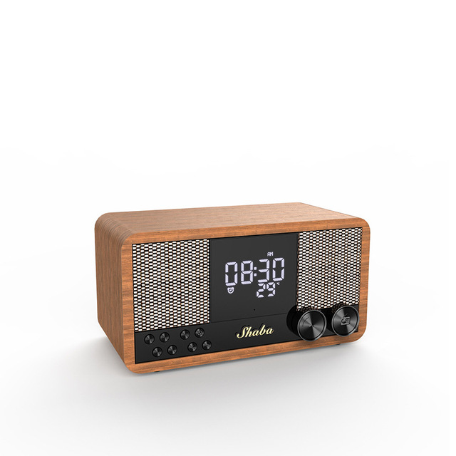 Cross-border Vintage for 5.1 Speaker Wooden Home FM Radio Clock Alarm Sound System with 5W Subwoofer