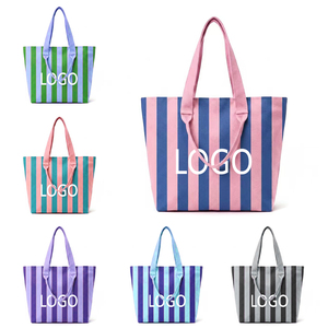Borsa a <span class=keywords><strong>Tracolla</strong></span> all'<span class=keywords><strong>Uncinetto</strong></span> con Logo Personalizzato MOQ 50 Pezzi, Borsa a Mano da Donna Grande Capacità a Righe Verticali Lavorata a Maglia con Doppi Manici - Product Image 2