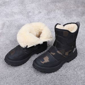 Bottes de neige élégantes et chaudes pour hommes |   Doublure intégrée en laine de peau de mouton |   Bottes d'hiver épaisses, imperméables, respirantes et antidérapantes en cuir véritable - Product Image 2