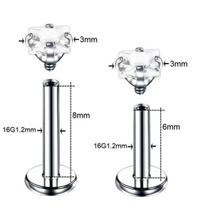 <span class=keywords><strong>Nord</strong></span> Plaqué Or 16g Acier Inoxydable Corps Bijoux Interne Fileté Labret Anneau Prong Zircon Nez Piercing Lèvre Stud et Boucle D'oreille - Product Image 4