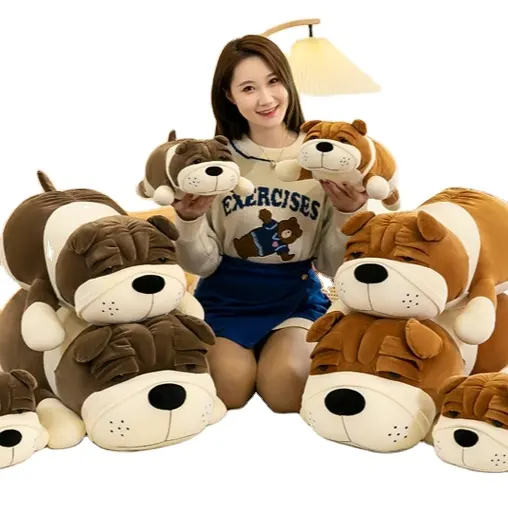 Wholesale Shar Pei dog Plush Big Doll Cute Cartoon Soft Throw pillow Sleeping Toy Puppy Brown 45/ 60cm Cute Doll