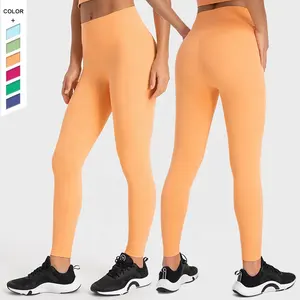 New Style European American Sports Fitness Pants No Awkward Line Nude High Waist Tight Yoga Leggings