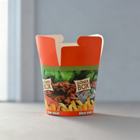 Boîte à emporter en papier kraft écologique avec logo personnalisé pour riz, pâtes, nouilles, kebab, doner, 16/26/32oz, vente directe d'usine, emballage offset