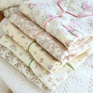 <span class=keywords><strong>Pigiama</strong></span> da Donna in Doppia Garza di <span class=keywords><strong>Cotone</strong></span> con Colletto, Stampa Floreale, Maniche Lunghe, Vestibilità Ampia, Casual, Taglie Forti, Abbigliamento per Casa Invernale, Fornitura ODM - Product Image 2