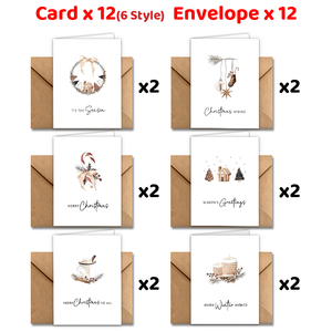 Enveloppes de cartes de Noël en carton personnalisées de haute qualité, cartes de vœux avec finition gaufrée, logo personnalisé, design vintage chaleureux, impression - Product Image 2