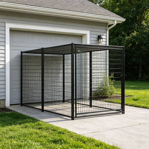 Grand enclos pour chien en fil métallique soudé pour extérieur, cage robuste en métal pour chien, enclos pour animaux de compagnie en acier galvanisé avec toit résistant aux intempéries - Product Image 1
