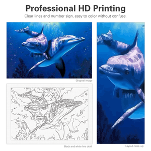 Peinture par numéros Kits pour adultes Kits dauphin bricolage artisanat <span class=keywords><strong>coloriage</strong></span> par numéros peinture acrylique sur toile pour la décoration intérieure - Product Image 6