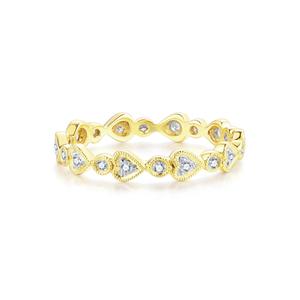 Lujo 18K oro amarillo diamante joyería Simple antiguo en forma de corazón anillo de dedo pequeño 1 gramo anillo de bodas - Product Image 4