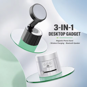 Gadget électronique avec logo personnalisé, haut-parleur Bluetooth 5W, chargeur magnétique 15W, support de téléphone pliable, cadeau technologique - Product Image 4